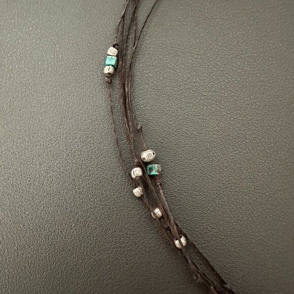 Vintage Sterling Silver CFJ Turquoise Bead Pearl Pendant Necklace - Picture 5 of 8